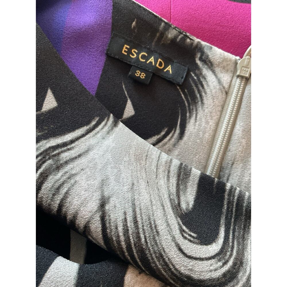 Escada Watercolor Abstract Fantasy Colorblock Sheath Dress Black SZ 8 - Picture 4 of 5